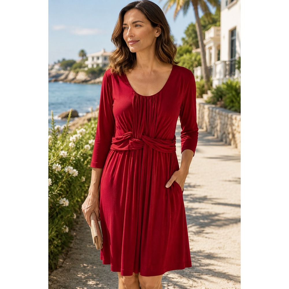 Soma Live Lounge Wear Red Knotted Empire‎ Waist Pocket Lounge Dress XL
